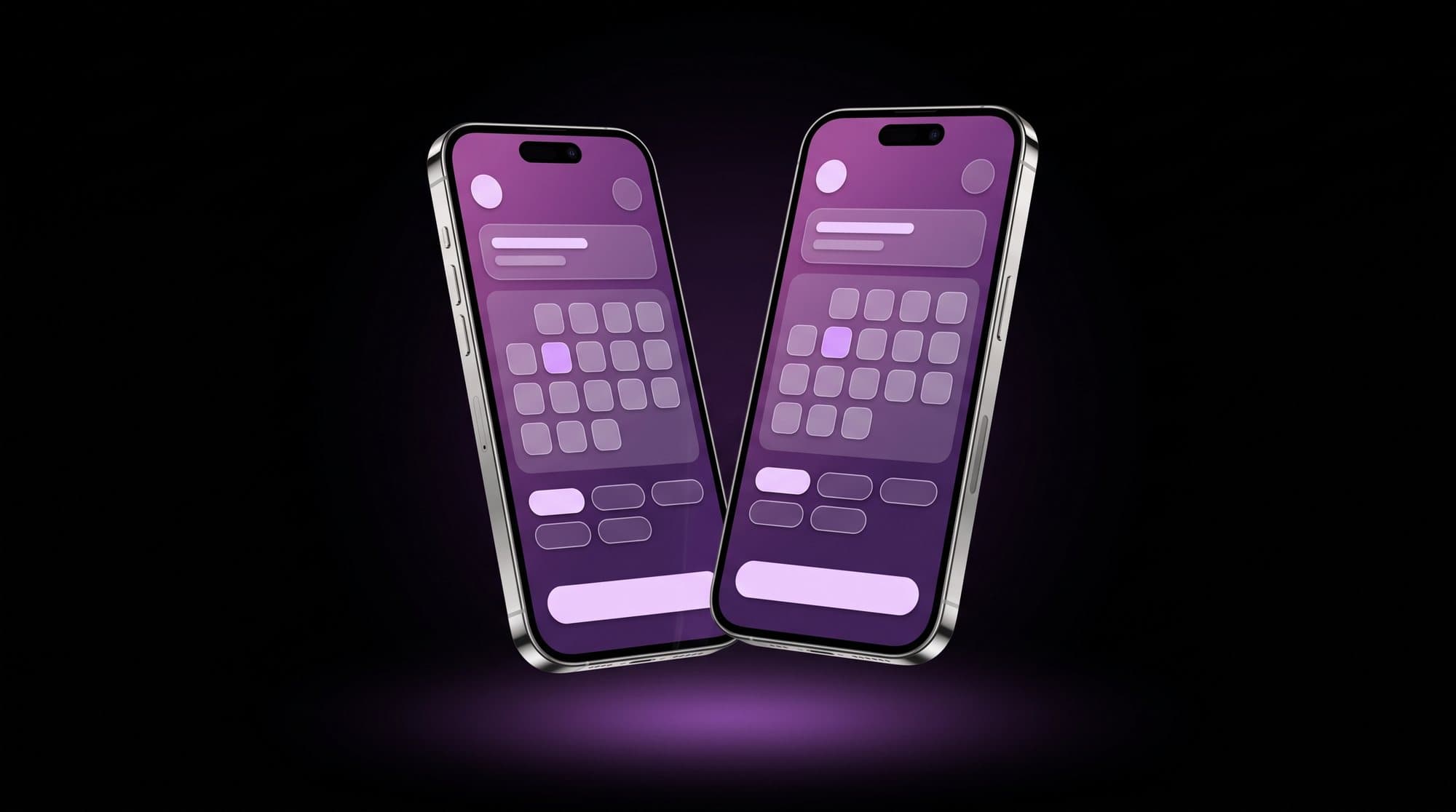 Two smartphones showing the clinic booking app with a calendar and time slots